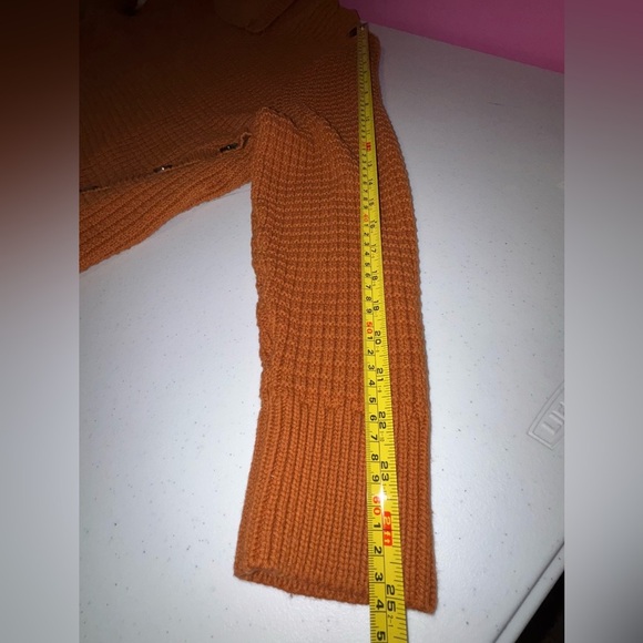 Plus Size Woman Within Burnt Orange Cowl Neck Sweater with Oversized Collar - Picture 9 of 10